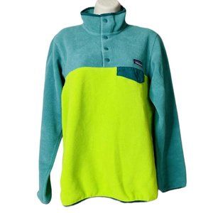 Patagonia Synchilla Snap T Fleece Sz Small Women’s Green And Blue Lightweight